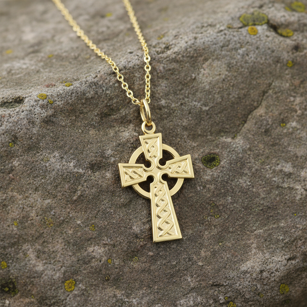 14K Gold Small Celtic Cross Pendant