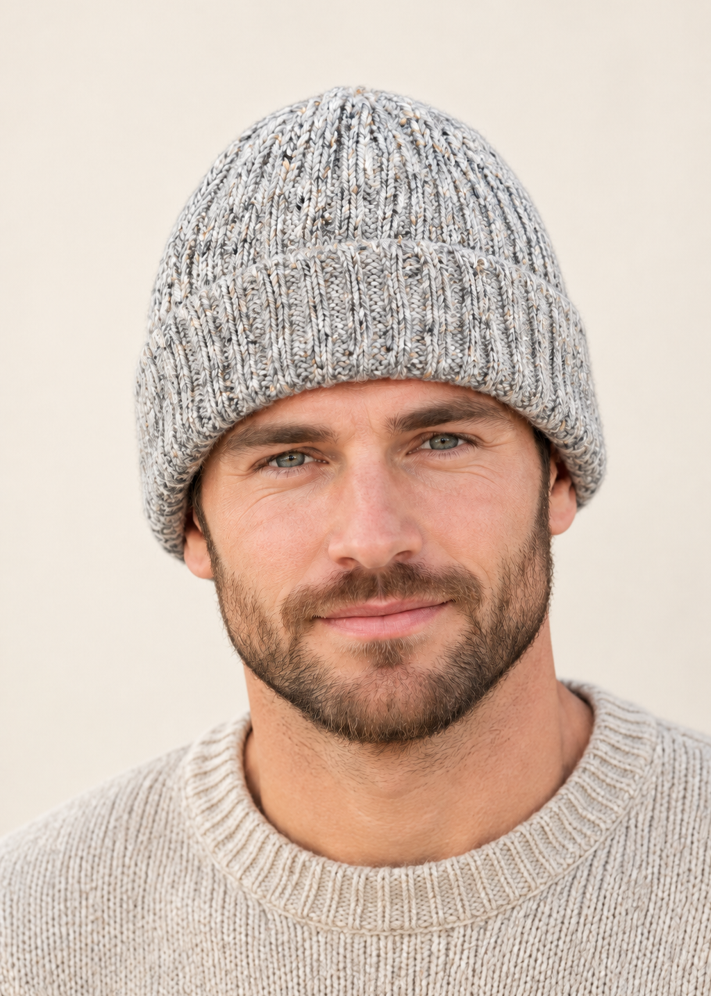 100% Donegal Wool Hill Walker beanie hat | Grey