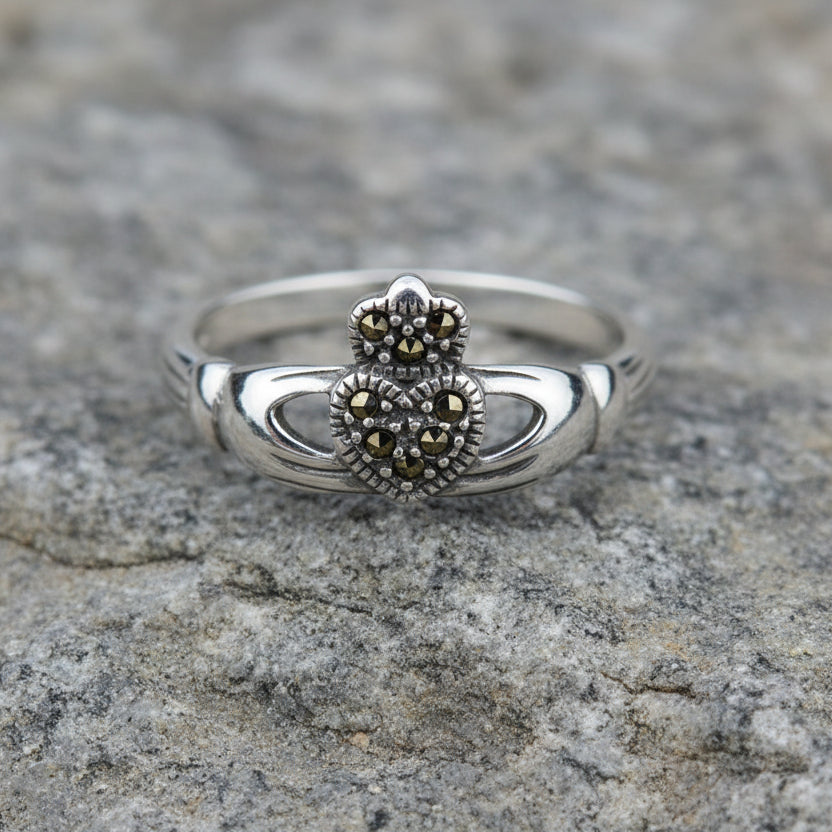 Sterling Silver Marcasite Claddagh Ring