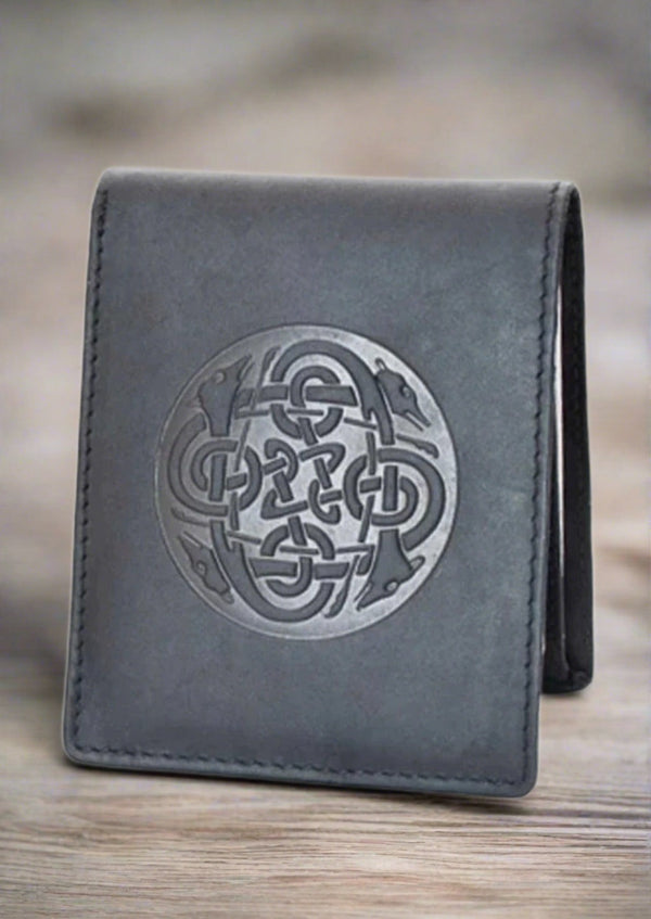 Black Celtic Cuchulainn Leather Wallet