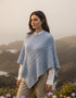 Sky Blue Aran Merino Wool V Poncho | Irish Cable Knit