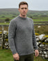 Men's Roll Neck Merino Wool Fisherman Sweater - Grey Fleck
