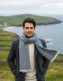 Mucros Blue Herringbone Donegal Wool Scarf | Men's Irish Luxury Scarf