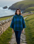Mucros Poncho | Luxury Wool Tweed | Green Blue Check