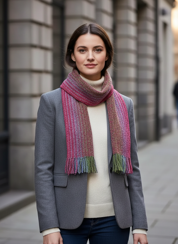 Mucros Skellig Scarf Pink Lilac Green lifestyle image