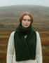 Aran Leaf Design Scarf in Green | 100% Merino Wool - Clearance