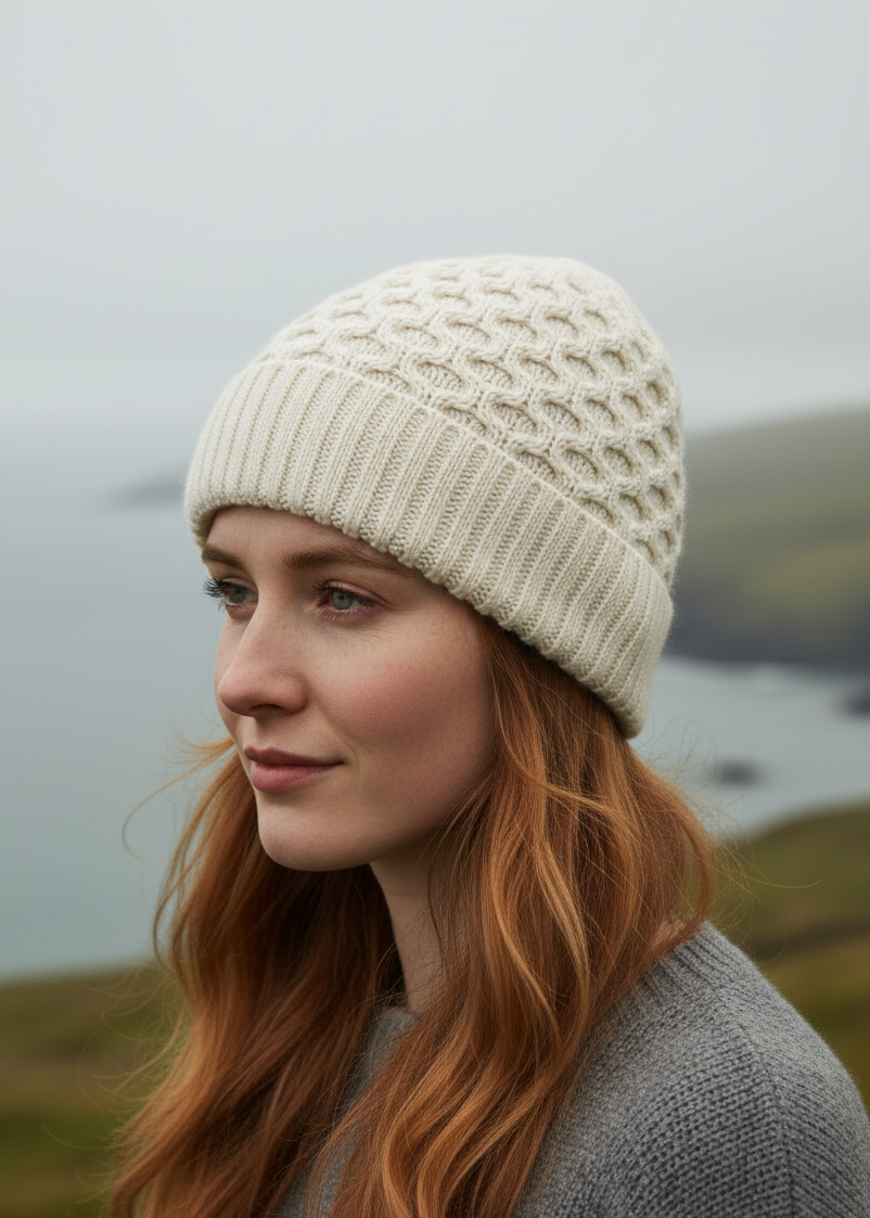 Aran Merino Wool Hat - Natural