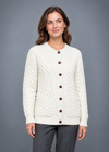 Natural cardigan, front-facing studio pose