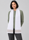 Natural Celtic scarf, angled studio pose