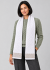 Natural Celtic scarf, standing studio pose