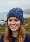 Aran Merino Wool Hat - Denim Marl