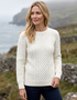 Ladies Slim-Fit Aran Sweater | Premium Merino Wool | Natural
