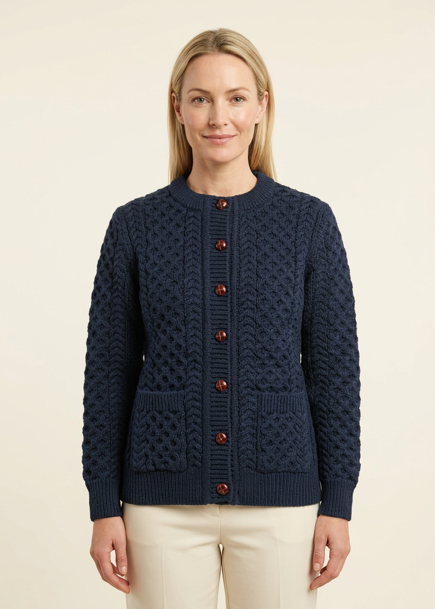 Ocean Aran Lumber Cardigan | 100% Merino Wool
