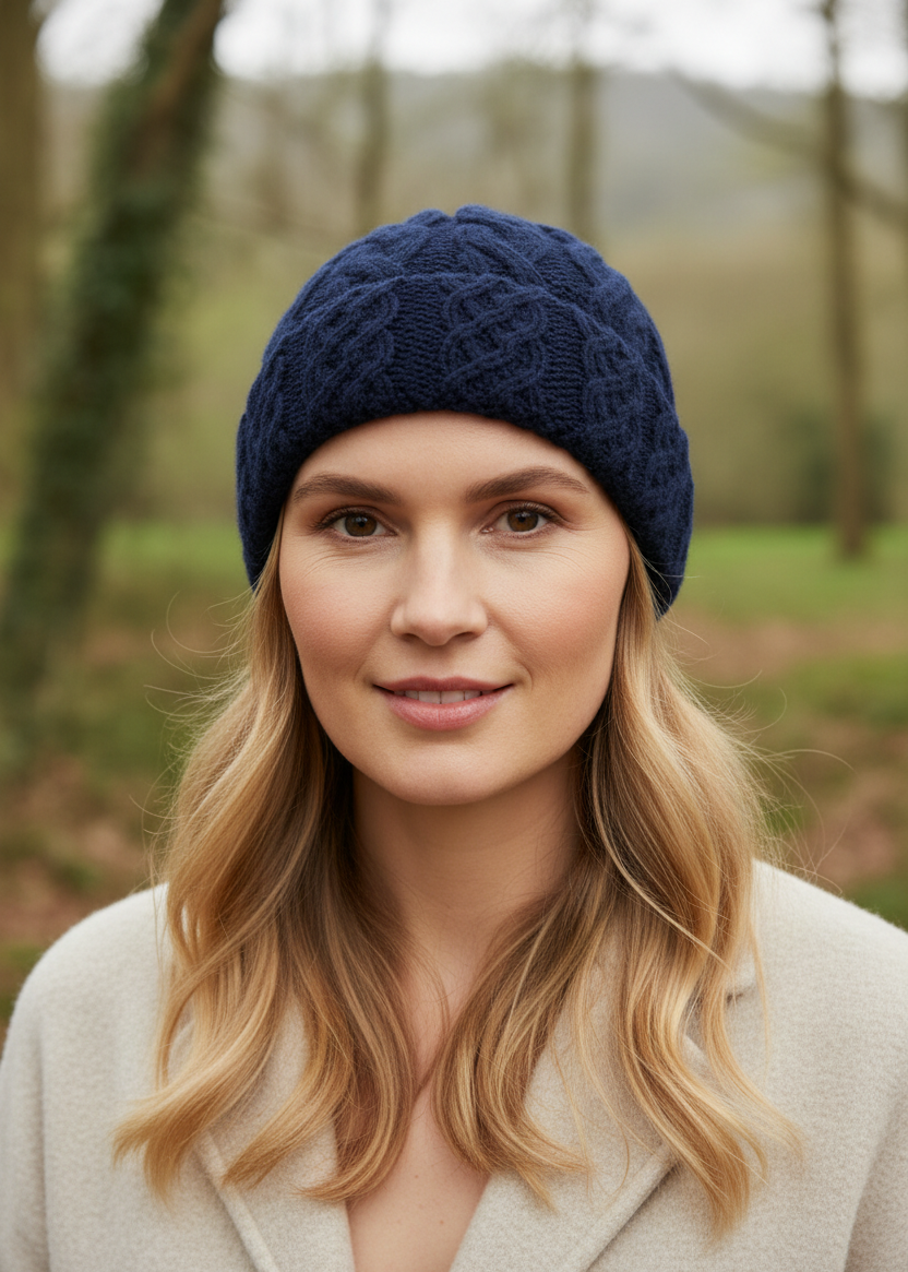 Navy Cable Knit Hat