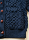 Navy cardigan pocket and knit detail