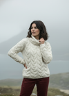 Irish Aran Cowl Neck Sweater | Chunky Cable Knit Merino Wool