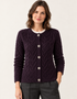 Women's Aran Cable Knit Cardigan | Dark Purple - Clearance