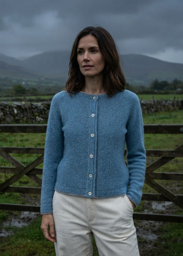 IrelandsEye Women's Killiney Cardigan | Pale Blue Wool-Cashmere Blend