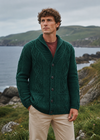 Men's Merino Wool Aran Cardigan | Green