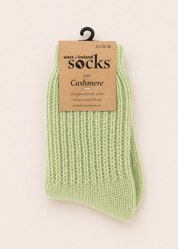 West of Ireland Cashmere Socks | Lime