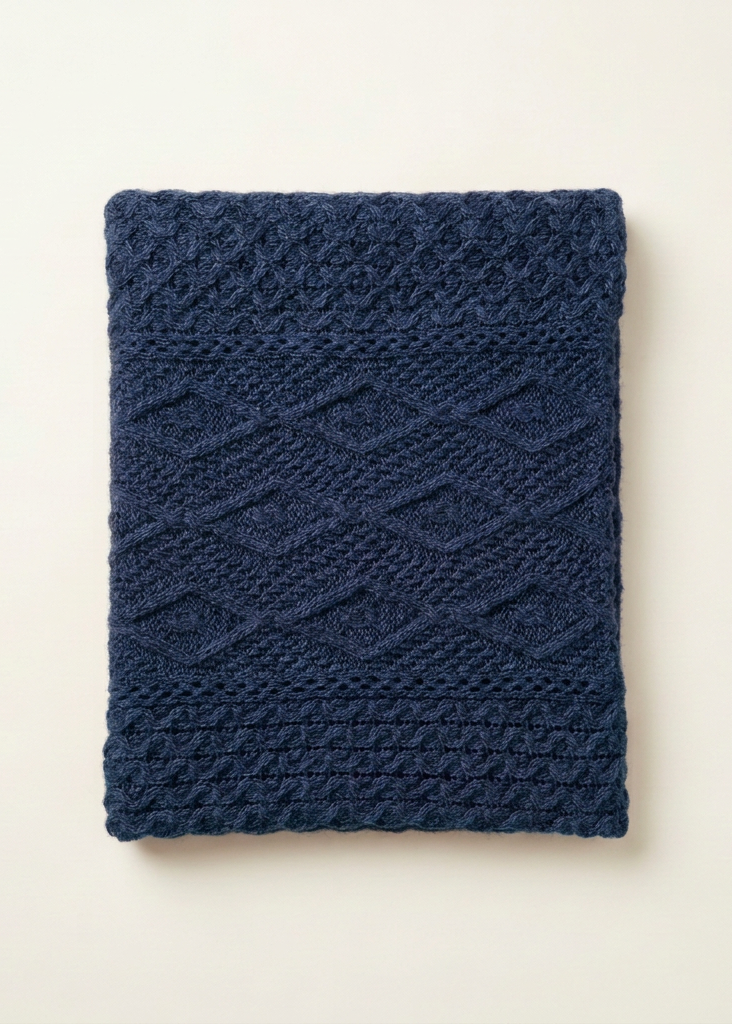 Ocean navy blanket overhead flat lay