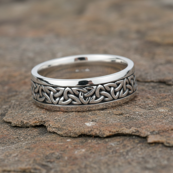 Gents Oxidised Silver Trinity Knot Ring