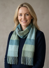 Foxford Lambswool Scarf | Green & Blue Check