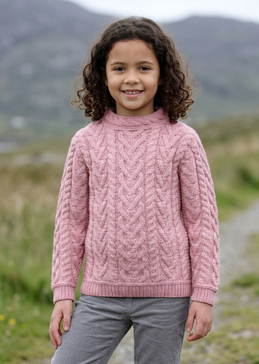 Aran Heart Design Merino Wool Sweater | Pink - Clearance