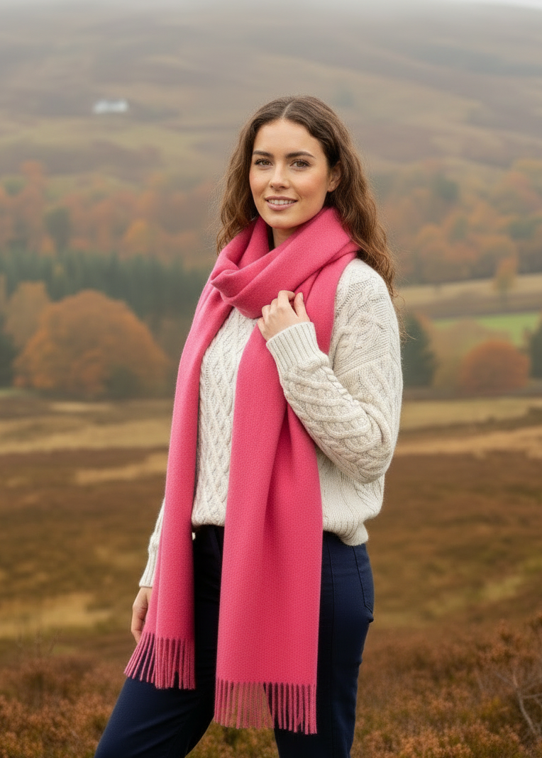 Pure Cashmere Scarf Pink | Luxury Irish Cashmere | John Hanly