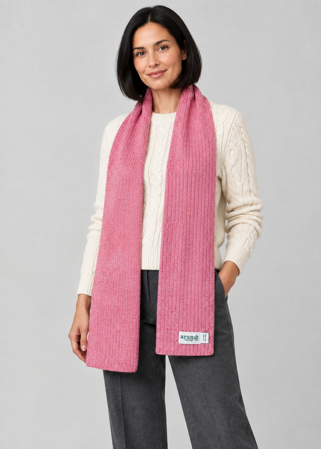 Fisherman Donegal Fleck Wool Scarf | Pink