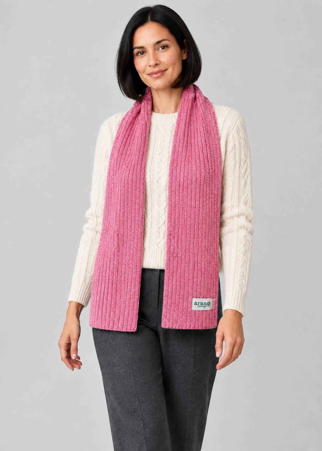 Fisherman Donegal Fleck Wool Scarf | Pink