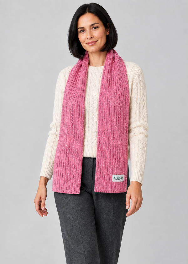 Fisherman Donegal Fleck Wool Scarf | Pink