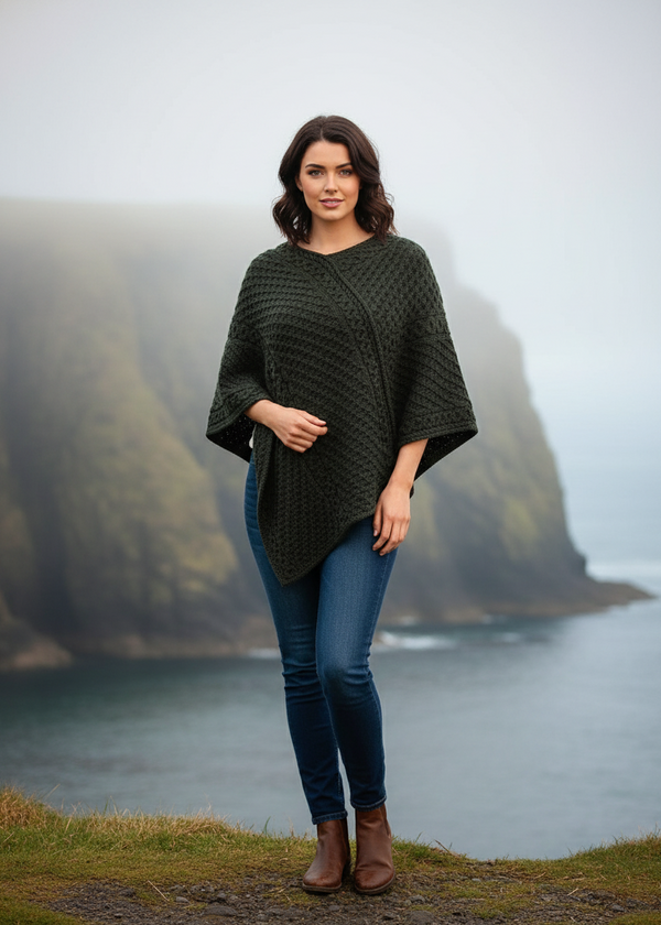 Poncho with denim and boots