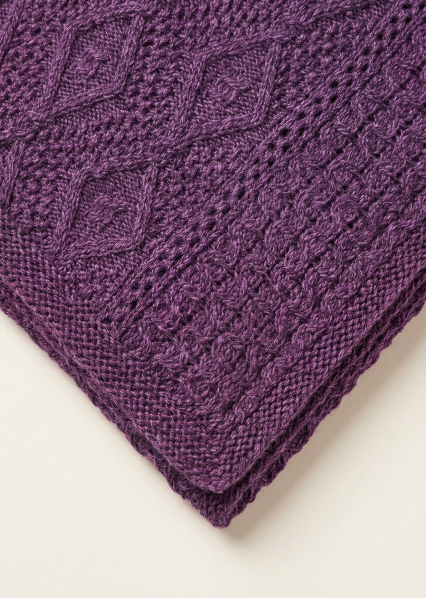 Purple marl blanket knit and edge detail