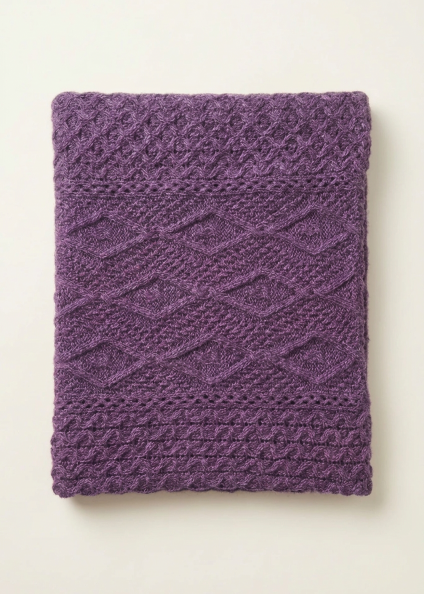 Purple marl blanket straight flat lay
