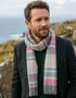 Foxford Damask Grey Tartan Lambswool Scarf