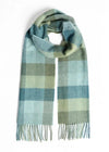 Foxford Lambswool Scarf | Green & Blue Check