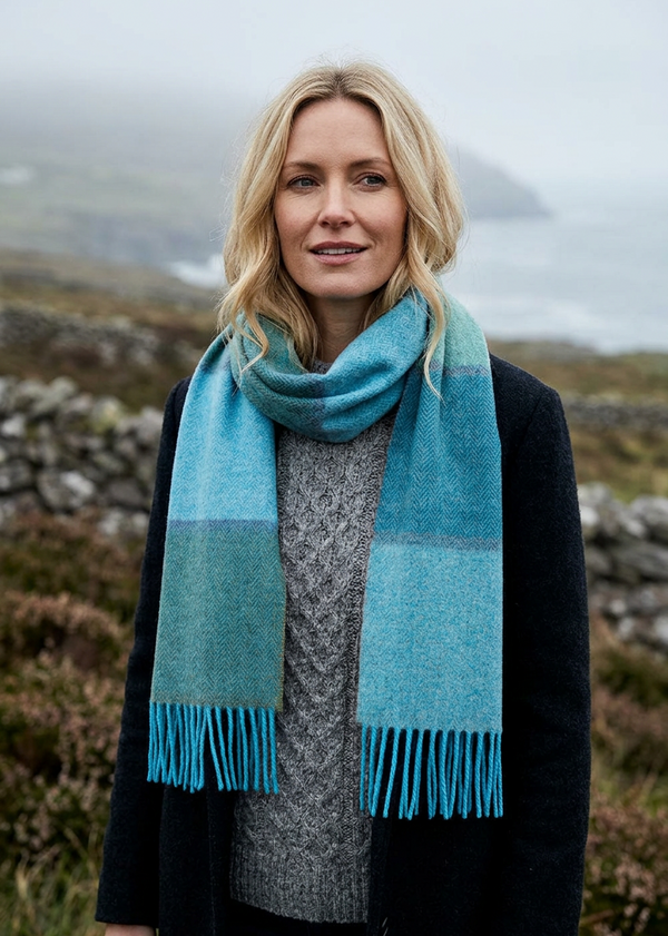 Foxford Lambswool Scarf | Spring Contemapry Stripe