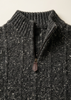 Quarter-zip collar and knit close-up on off-white