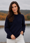 Women's Donegal Roll Neck Sweater - Navy | 100% Wool Knitwear