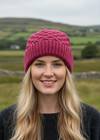 Aran Merino Wool Hat - Raspberry Marl