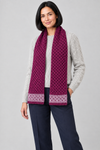 Raspberry Celtic scarf, standing studio pose
