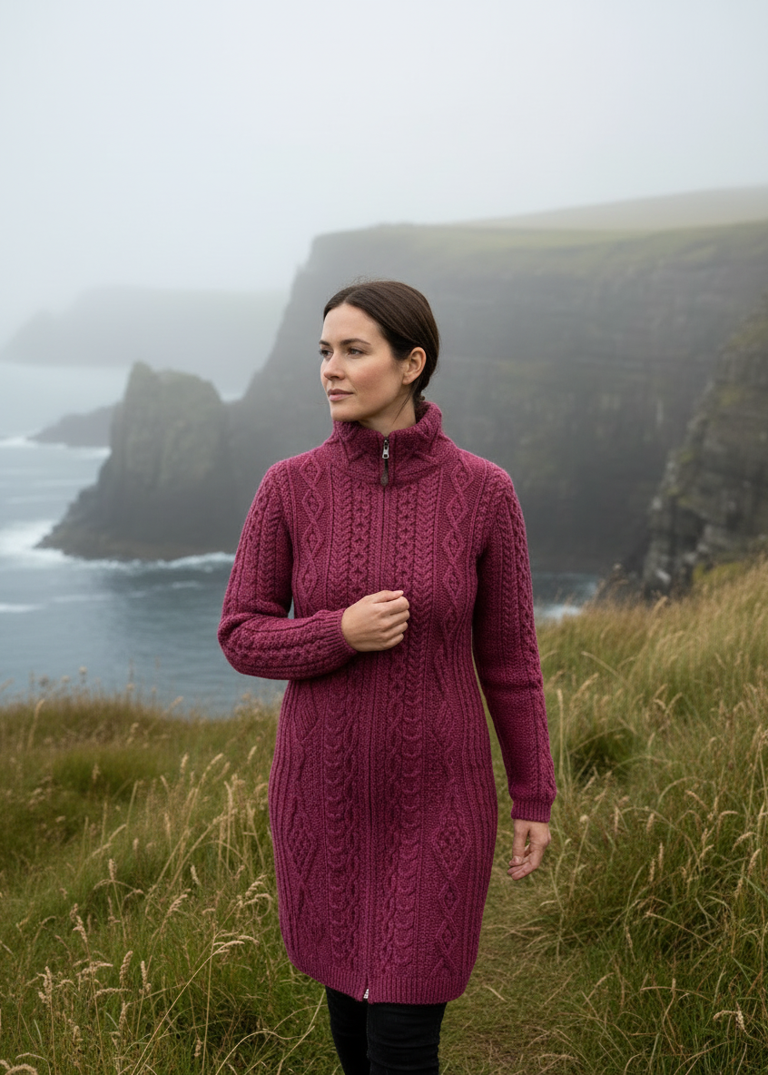 Raspberry Marl Cardigan Lifestyle 3