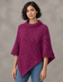 Aran-Poncho aus Merinowolle mit Kragen | Himbeerrot – Erstklassige Heritage-Strickwaren
