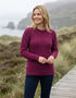 Women's Slim-Fit Aran Sweater in Raspberry | Premium Merino Wool