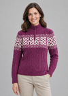 Raspberry sweater, first studio pose