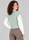 Women's V Neck Aran Vest | Sage Marl