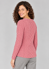 Women's Lambay Aran Sweater - Rosa Pink | 100% Merino Wool | IrelandsEye