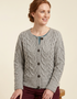 Women's Aran Cable Knit Cardigan - Grey | 100% Merino Wool