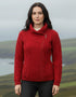 Claddagh Side Zip Aran Cardigan - Red Merino Wool